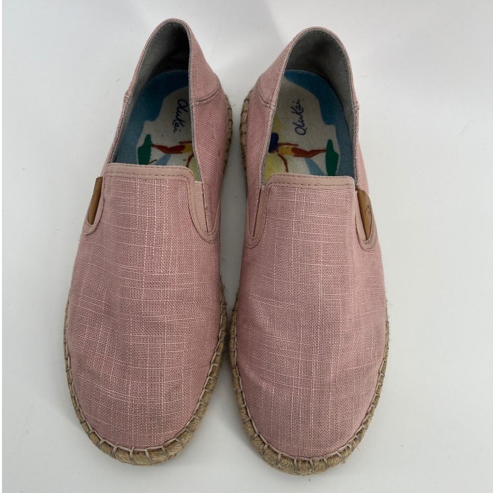 Olukai Kaula Paa Kapa Espadrille Slip On Shoes Women Size 7 Pink Textile